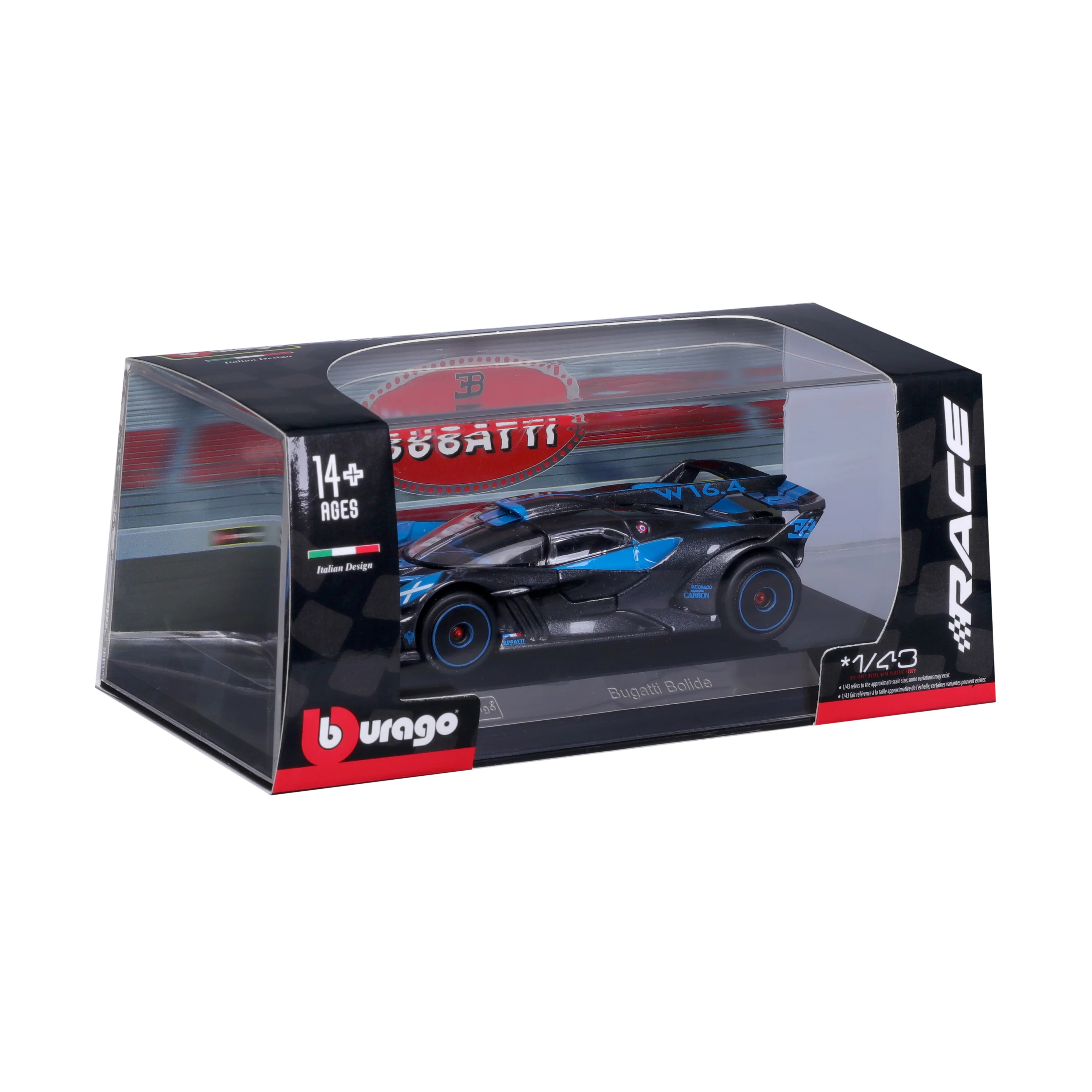 Bugatti Bolide 1:43 blue/black with display case - Image 2